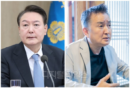윤석열 대통령(왼쪽)과 김영환 충북도지사. <디지털타임스 박동욱 기자 fufus@, 대통령실 제공>
